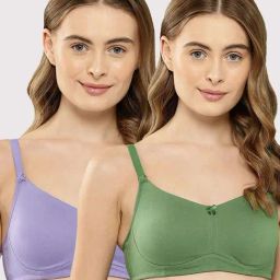 Leading Lady Green & Mauve Solid T-Shirt Bra - Pack of 2-picture-27