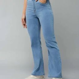 Miss Chase Light Blue Bootcut High Rise Clean Look Regular Stretchable Denim Jeans-image-62