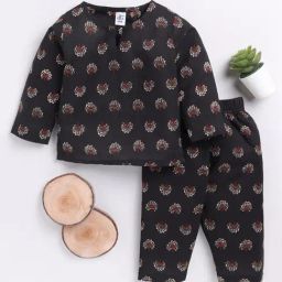 Clt.s Unisex Black Floral Print Full Sleeves Kurta With Pyjamas-image-116