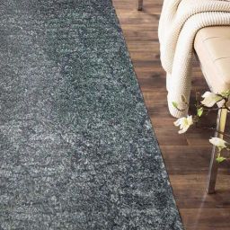 Obsessions Grey Polypropylene & Polyester Diamond Shaggy Bedside Runner-75