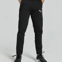 Puma Black Cotton Slim Fit Trackpants-image-78