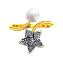 P.C. Chandra Jewellers 22k Yellow Gold Ring with A Pearl & Floral Design for Women & Girls-image-8