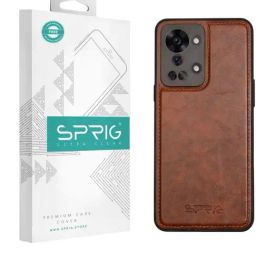 Sprig Glossy Leather Back Cover for Oneplus Nord 2T 5G (Brown)-39