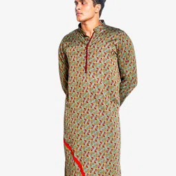 fABRIQ BY FFACE Geometric Printed Mandarin Collar Cotton Straight Kurta-picture-34