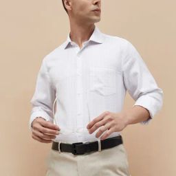 Code By Lifestyle White Cotton Regular Fit Checks Shirt-image-17