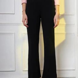 FITHUB Black Regular Fit High Rise Trousers-image-33