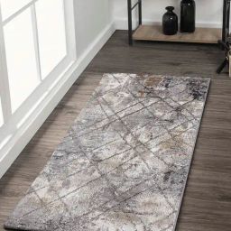 Obsessions Grey & Brown Polypropylene & Polyester Abstract Bedside Runner-82