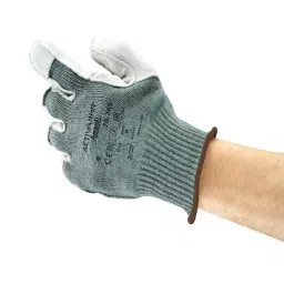 Ansell ActivArmr 70-765 Grey Acrylic Nylon (Liner) Cut Resistant Gloves Size 8 Leather Coating, 70765080-picture-2