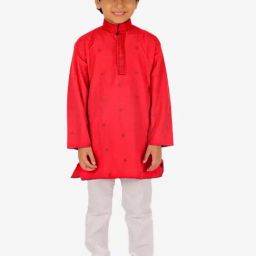 Pro-Ethic Style Developer Kids Red & White Printed Full Sleeves Kurta with Pyjamas-40