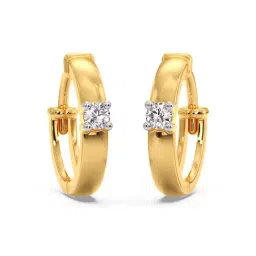 Candere by Kalyan Jewellers Stylish 14K Yellow Gold and Diamond Hoop Earrings-picture-31