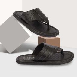 Fausto Men's Black Thong Sandals-image-76
