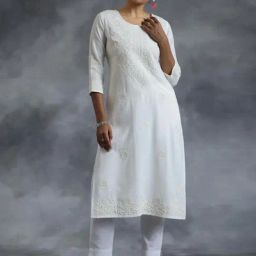 Libas Off-White Embroidered Straight Kurta-64