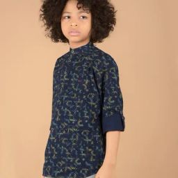 Crimsoune Club Boys Navy Cotton Printed Shirt-image-23