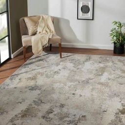 Obsessions Cream & Light Beige Acrylic & Polyester Abstract Bedside Runner-10