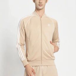 Adidas Originals Beige Slim Fit Striped Sports Jacket-picture-16