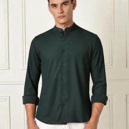 Thomas Scott Green Slim Fit Solid Shirt-image-45