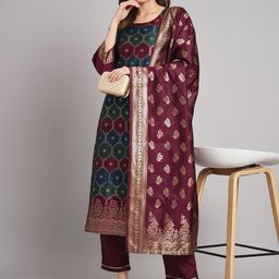 VredeVogel Women Ethnic Motifs Regular Kurta with Trousers & With Dupatta-image-82