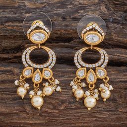 Kushal's Fashion Jewellery Kundan Studded Contemporary Drop Earrings-54