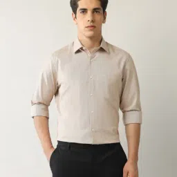 Arrow Beige Cotton Regular Fit Self Pattern Shirt-picture-15