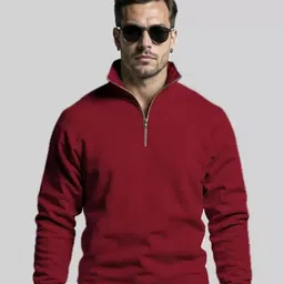 Imsa Moda Men Solid Half Zipper Sweatshirt-image-89