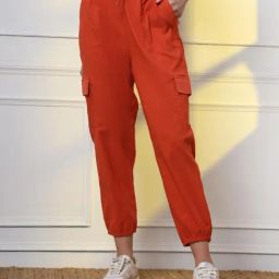 FITHUB Orange Regular Fit High Rise Joggers-image-37