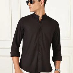 Thomas Scott Black Slim Fit Solid Shirt-image-44
