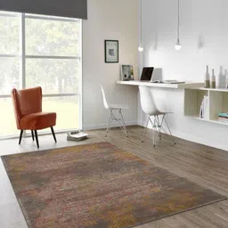 DDecor Brown Abstract Anti-Skid Polypropylene Carpet-79
