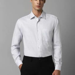 Louis Philippe Permapress White Cotton Regular Fit Checks Shirt-picture-25
