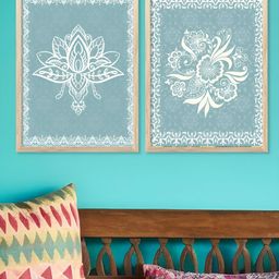 Kotart Blue & White 2 Pieces Floral Wooden Wall Arts-picture-21