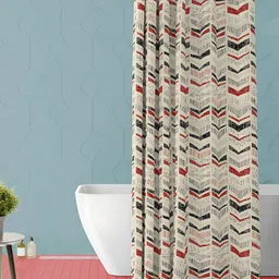 ArtzFolio Beige & Black Geomeric Printed Waterproof Shower Curtain-image-99