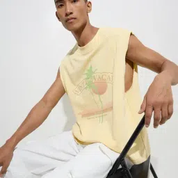 Nuon by Westside Yellow Text Printed Relaxed-Fit Cotton T-Shirt-image-79