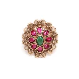 Panash Gold Plated Stone Studded Adjustable Finger Ring image 5