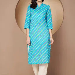 Poshak Hub Striped Thread Work Mandarin Collar Straight Kurta-picture-34