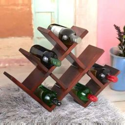 Ikiriya Kassel Brown Sheesham Wood Accent Wine Rack in Honey Finish-image-50