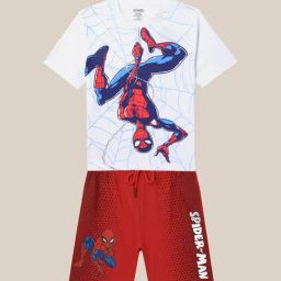 Kidsville Spiderman Printed White & Red Regular Fit Combo Set For Boys-image-17