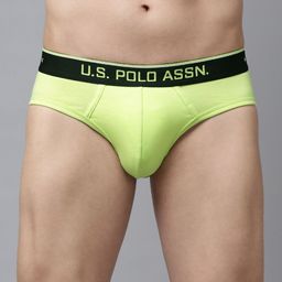 U.S. Polo Assn. Men Lime Green Solid Low-Rise Knitted Coolmax Briefs I706-D01-PL-picture-57