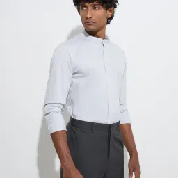 WES Formals by Westside Grey Solid Ultra-Slim Fit Cotton-Blend Shirt-image-86