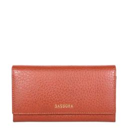 SASSORA Brown Textured Rfid Wallet for Women-44