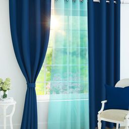 Story@home Navy Blue Set of 3 Black Out Long Door Curtain-10