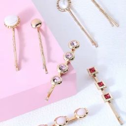 Zaveri Pearls Set of 7 Pink Contemporary Party Bling Hair Pins-ZPFK13342-image-0