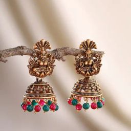 Priyaasi Temple Gold-Plated Jhumki Earrings-27