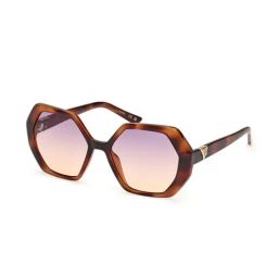 Guess GUS78795453ZSG Brown UV Protected Hexagon Sunglasses for Women-image-96