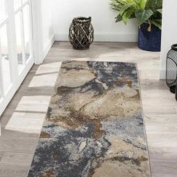 Obsessions Dark Grey & Beige Polypropylene Abstract Anti-Static Floor Runner-15