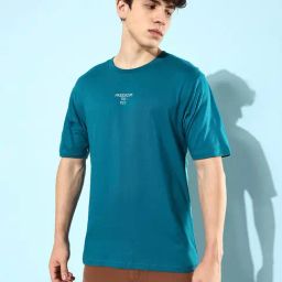 Difference of Opinion Ink Blue Loose Fit Graphic Print Oversized Cotton Crew T-Shirt-image-51