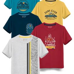 HELLCAT Kids Multicolor Printed T-Shirt (Pack Of 5)-picture-14