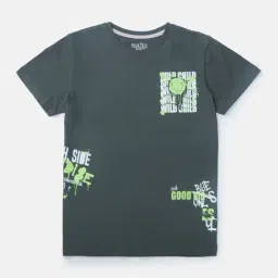 Palm Tree Kids Grey Printed T-Shirt-image-47