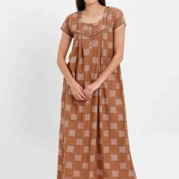 Sweet Dreams Brown Printed Night Gown-image-42