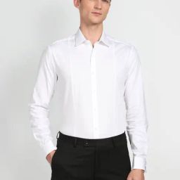 Arrow White Cotton Slim Fit Self Pattern Shirt-picture-24