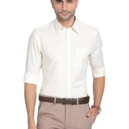 Turtle Light Beige Cotton Slim Fit Shirt-image-47