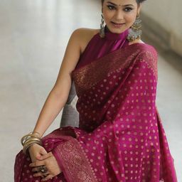 S.K.C Geometric Printed Pure Silk Saree With Blouse-43